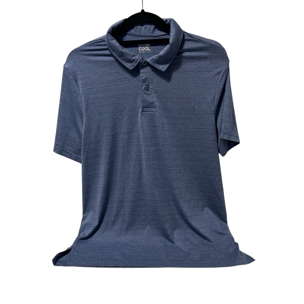32 Degrees Cool Men’s M Heathered Blue Polo‎ Shirt Golf Moisture Wicking Stretch